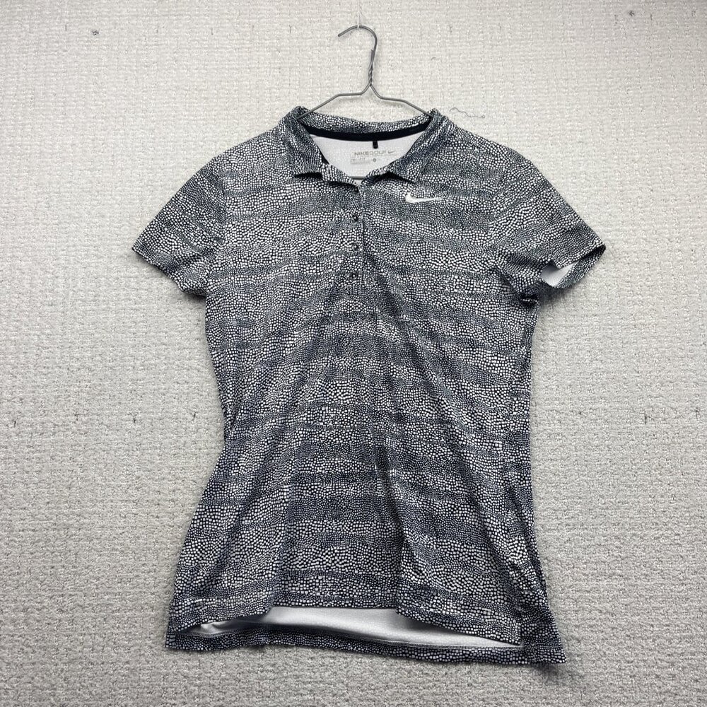 Nike Women’s Black & White Patterned Polo Shirt